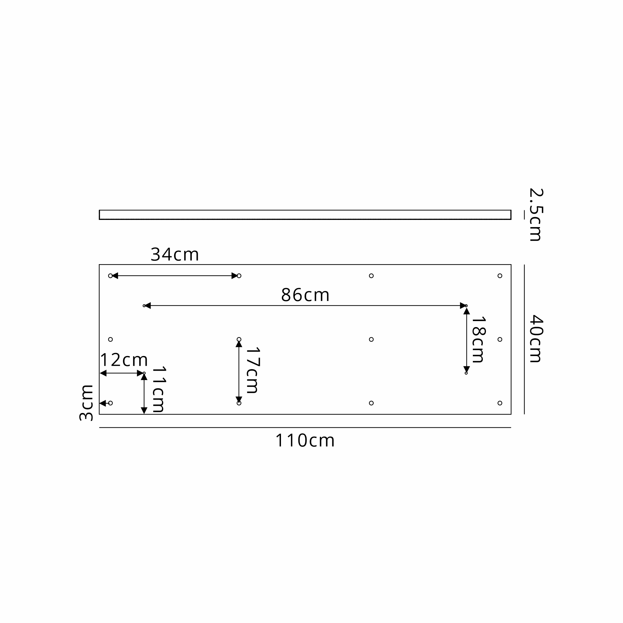 D0889BL  Hayes 12 Hole 1100mm x 400mm Linear Rectangle Ceiling Plate Satin Black